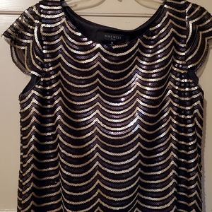 Nine West Black Gold Sequin Dress Size 14
